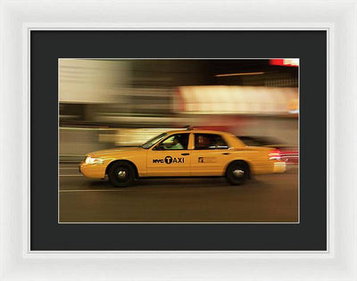 Taxi on Eight Avenue in New York / Art Photo - Framed Print