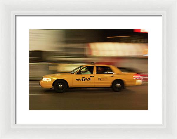 Taxi on Eight Avenue in New York / Art Photo - Framed Print