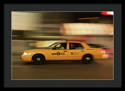 Taxi on Eight Avenue in New York / Art Photo - Framed Print