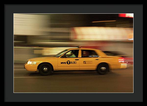 Taxi on Eight Avenue in New York / Art Photo - Framed Print