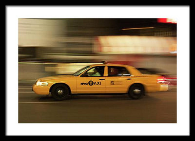 Taxi on Eight Avenue in New York / Art Photo - Framed Print