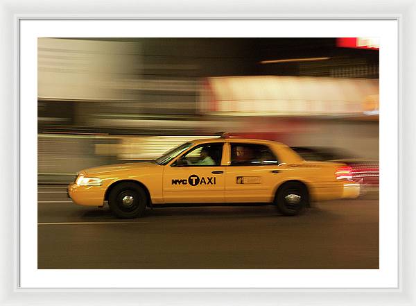 Taxi on Eight Avenue in New York / Art Photo - Framed Print