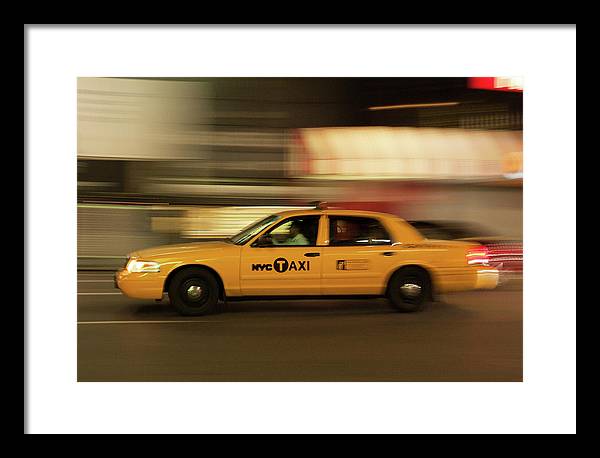 Taxi on Eight Avenue in New York / Art Photo - Framed Print