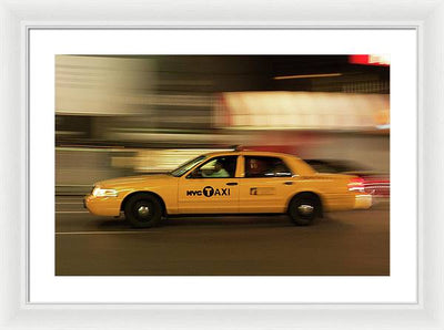 Taxi on Eight Avenue in New York / Art Photo - Framed Print