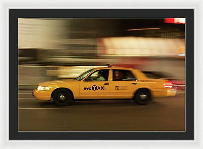 Taxi on Eight Avenue in New York / Art Photo - Framed Print