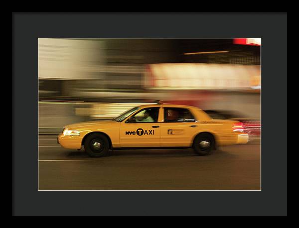 Taxi on Eight Avenue in New York / Art Photo - Framed Print