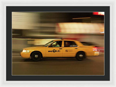 Taxi on Eight Avenue in New York / Art Photo - Framed Print