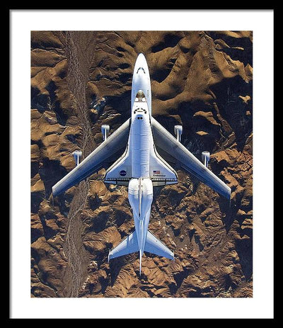 The Space Shuttle Endeavour Mounted atop its Modified Boeing 747 Carrier Aircraft / Art Photo - Framed Print