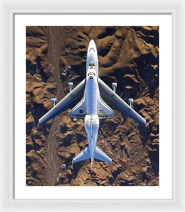 The Space Shuttle Endeavour Mounted atop its Modified Boeing 747 Carrier Aircraft / Art Photo - Framed Print