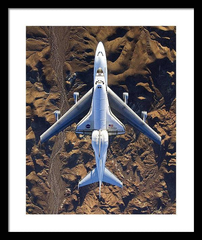 The Space Shuttle Endeavour Mounted atop its Modified Boeing 747 Carrier Aircraft / Art Photo - Framed Print