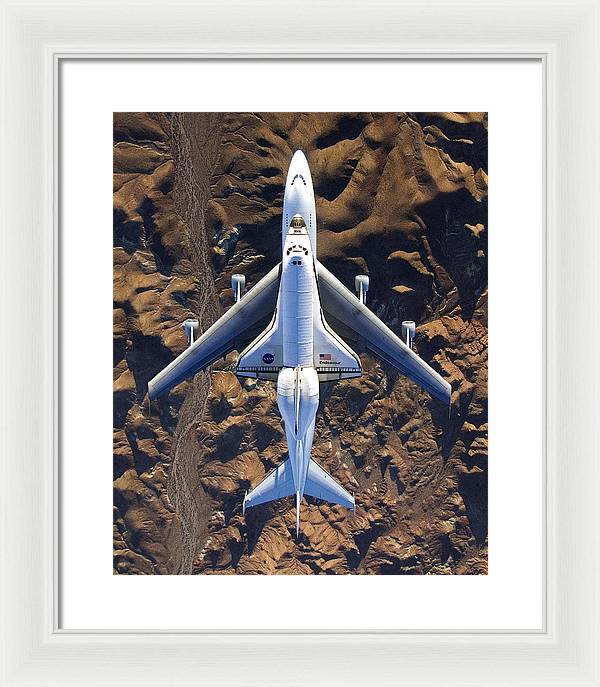 The Space Shuttle Endeavour Mounted atop its Modified Boeing 747 Carrier Aircraft / Art Photo - Framed Print