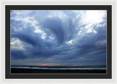 Turbulent Sky with some Mammatus Clouds / Art Photo - Framed Print