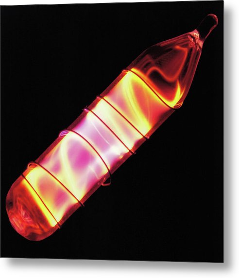 Vial of Glowing Ultrapure Neon / Art Photo - Metal Print