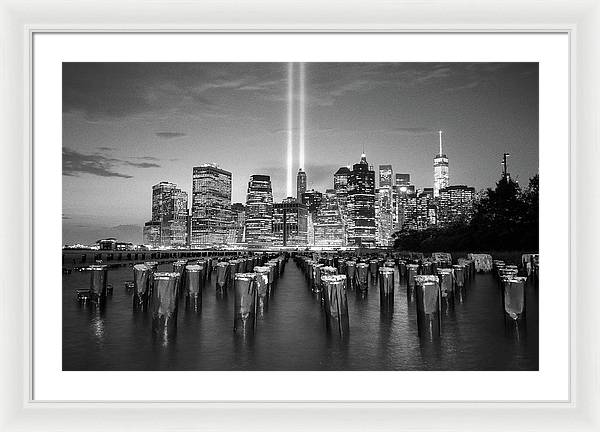 We all Shine on, Lower Manhattan from Brooklyn / Art Photo - Framed Print