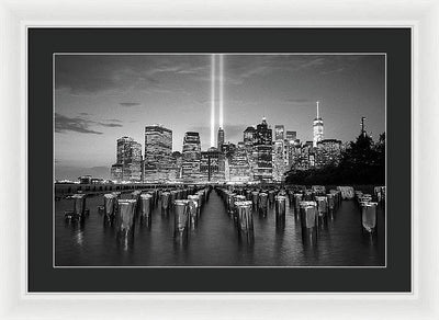 We all Shine on, Lower Manhattan from Brooklyn / Art Photo - Framed Print