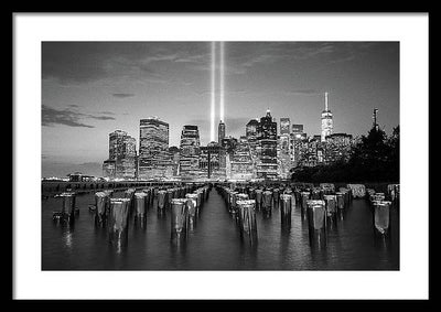 We all Shine on, Lower Manhattan from Brooklyn / Art Photo - Framed Print