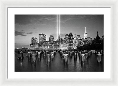 We all Shine on, Lower Manhattan from Brooklyn / Art Photo - Framed Print