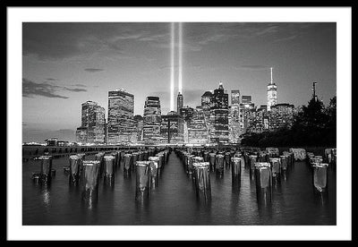 We all Shine on, Lower Manhattan from Brooklyn / Art Photo - Framed Print