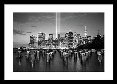 We all Shine on, Lower Manhattan from Brooklyn / Art Photo - Framed Print