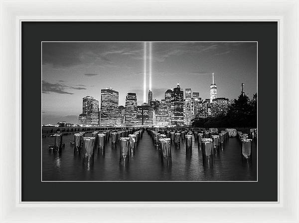 We all Shine on, Lower Manhattan from Brooklyn / Art Photo - Framed Print